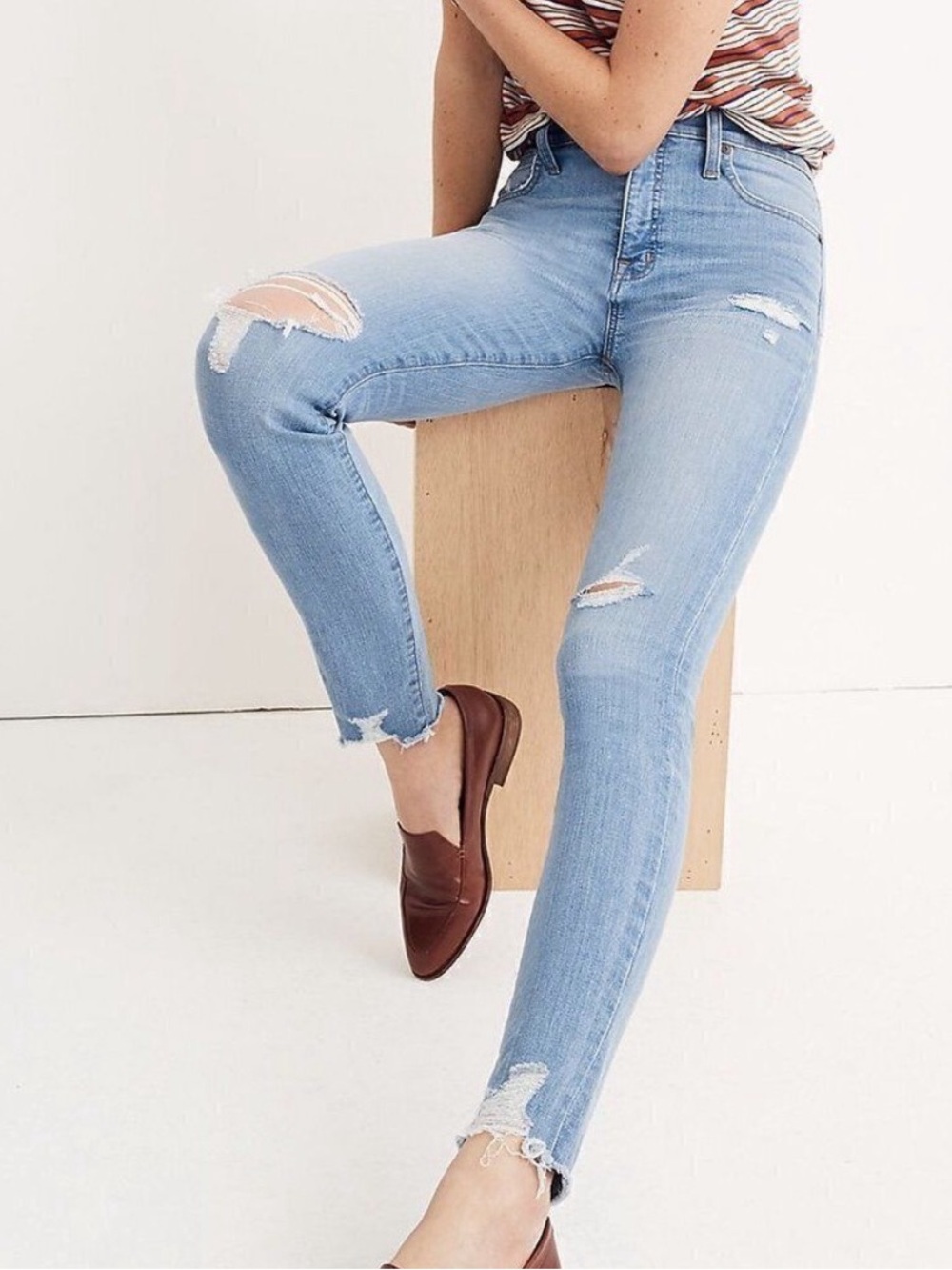 Madewell 9โ High Rise Skinny Jeans - Ontario Wash Ripped Ankle - NWT